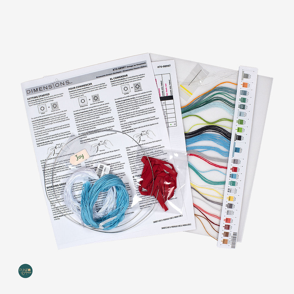 Ornements de Noël Mason Jar - 70-08997 Dimensions - Kit de point de croix