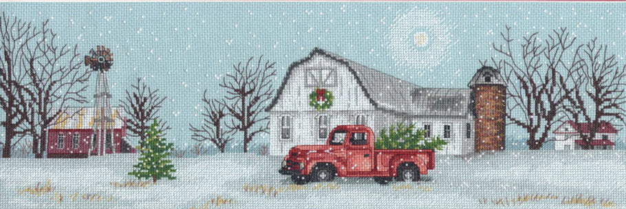 Dimensions Kit de point de croix « Winter Farm » - Scène de campagne hivernale 70-08998