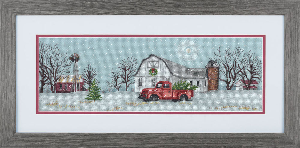 Dimensions Kit de point de croix « Winter Farm » - Scène de campagne hivernale 70-08998