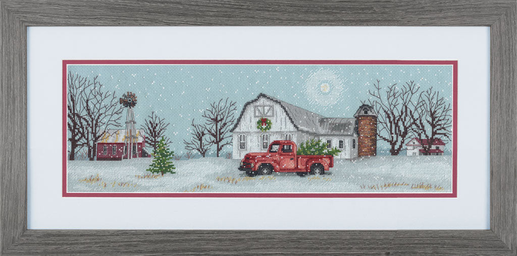 Dimensions Kit de point de croix « Winter Farm » - Scène de campagne hivernale 70-08998