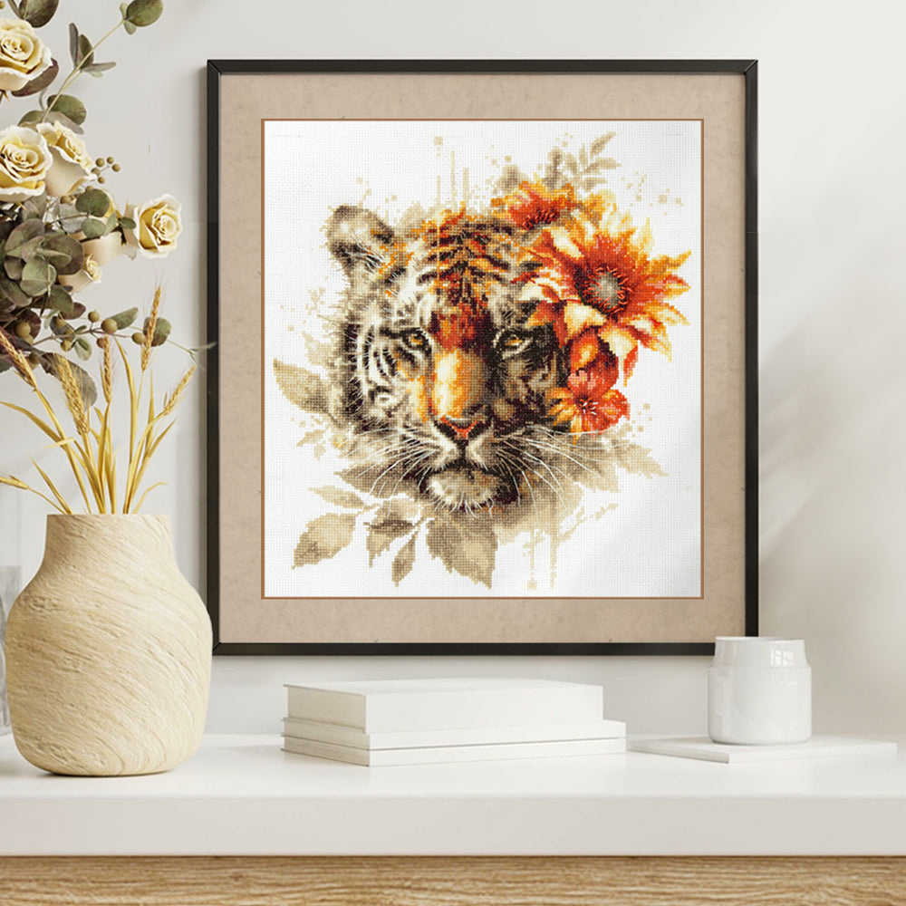 Kit de punto de cruz Magic Needle 70-21 Bengal Tiger Edición Zweigart, 24 x 26 cm