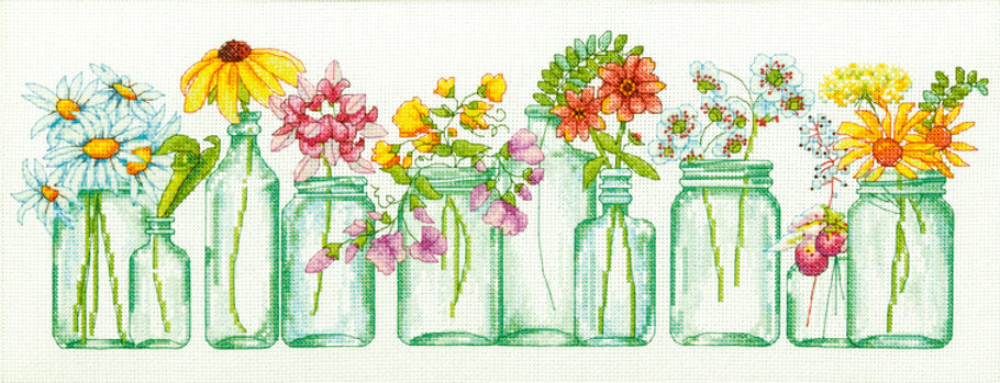 Mason Jar Lineup - 70-35310 Dimensions - Kit de punto de cruz