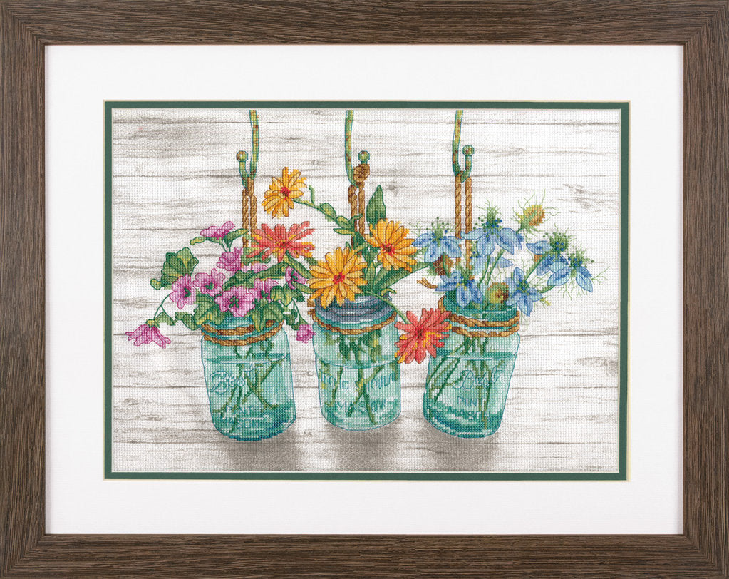 Tarros de flores - 70-35378 Dimensions - Kit de punto de cruz