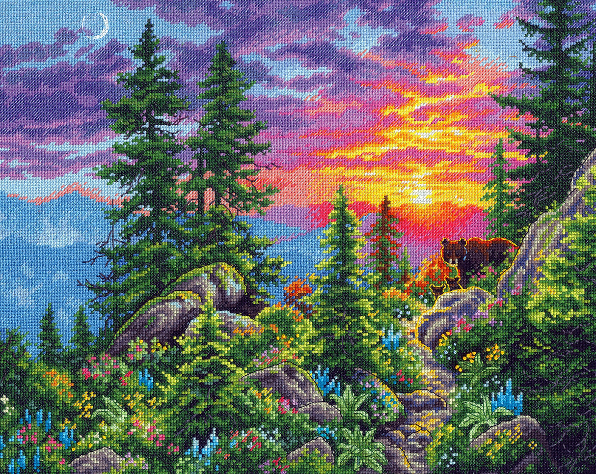 Sunset Mountain Trail - 70-35383 Dimensions - Kit de punto de cruz