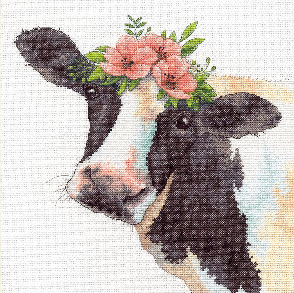 Vaca con Flores - 70-35386 Dimensions - Kit de punto de cruz