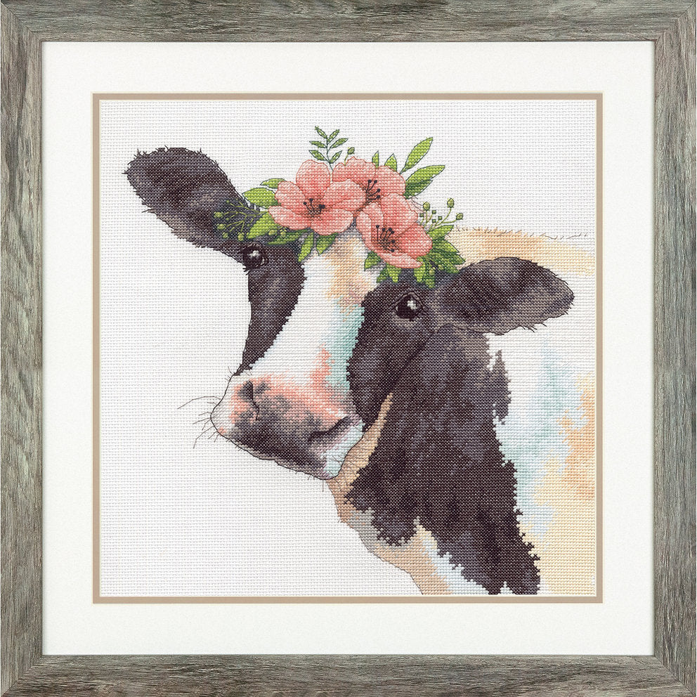Vaca con Flores - 70-35386 Dimensions - Kit de punto de cruz