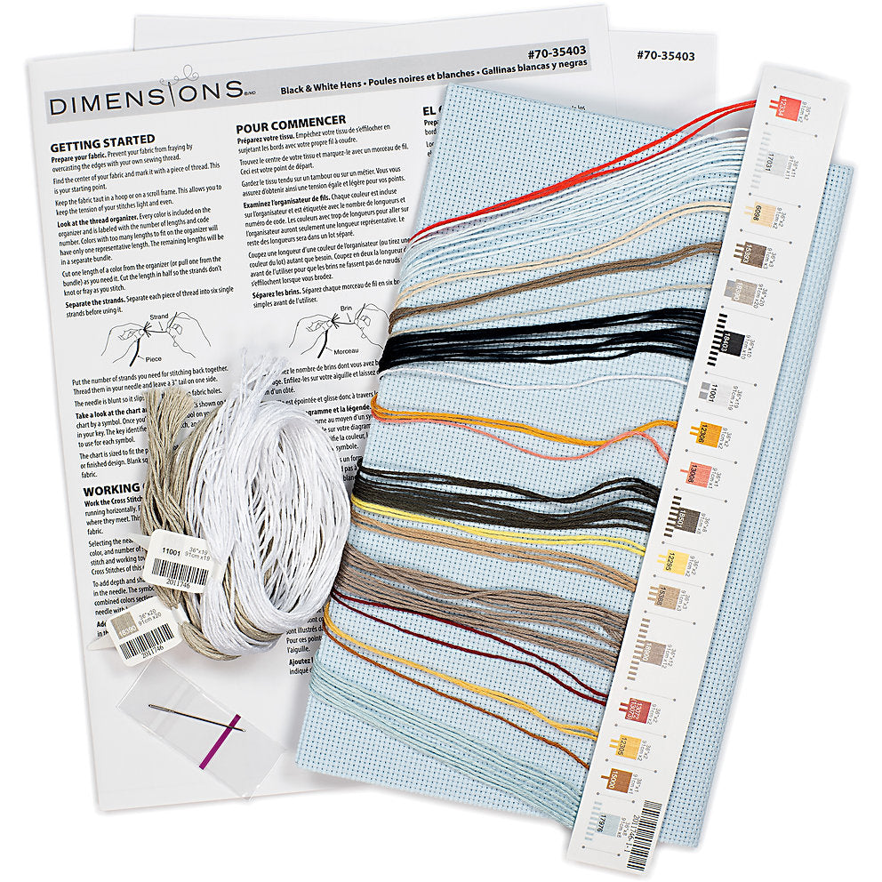 Black and White Hens - 70-35403 Dimensions - Cross Stitch Kit