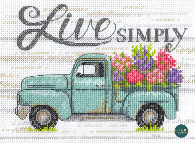 Camion de fleurs - 70-65211 Dimensions - Kit de point de croix