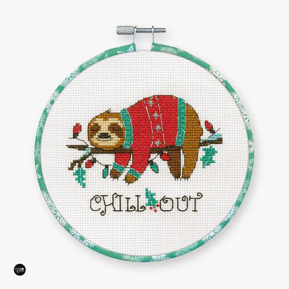 Christmas Sloth - 72-09004 Dimensions - Kit de punto de cruz