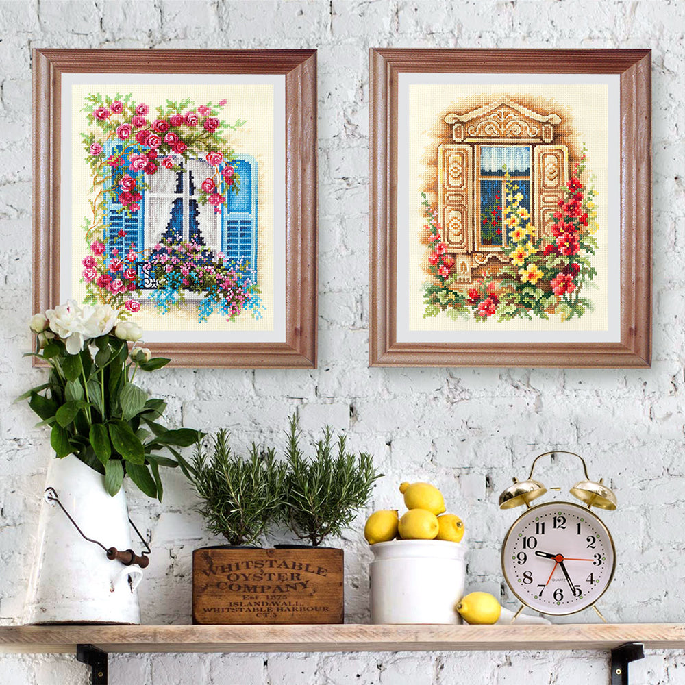 74-02 Belle vitrine. Kit point de croix aiguille magique