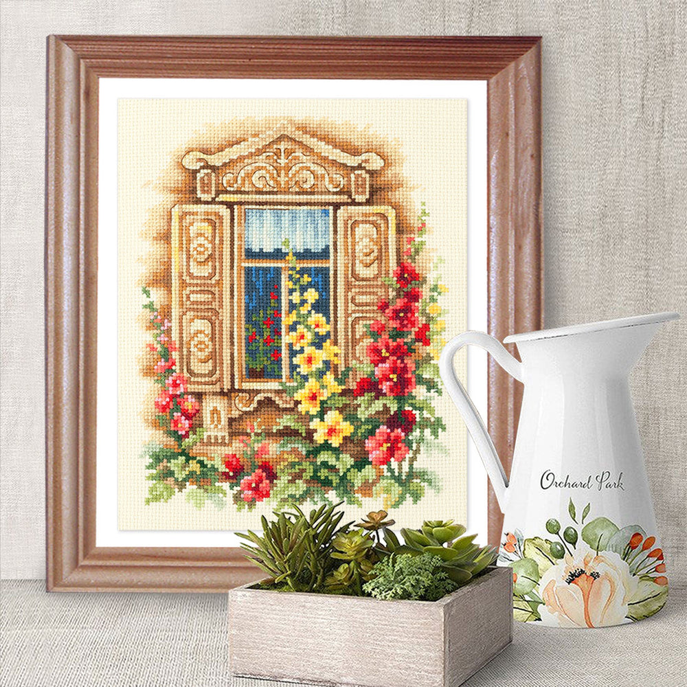 74-02 Belle vitrine. Kit point de croix aiguille magique