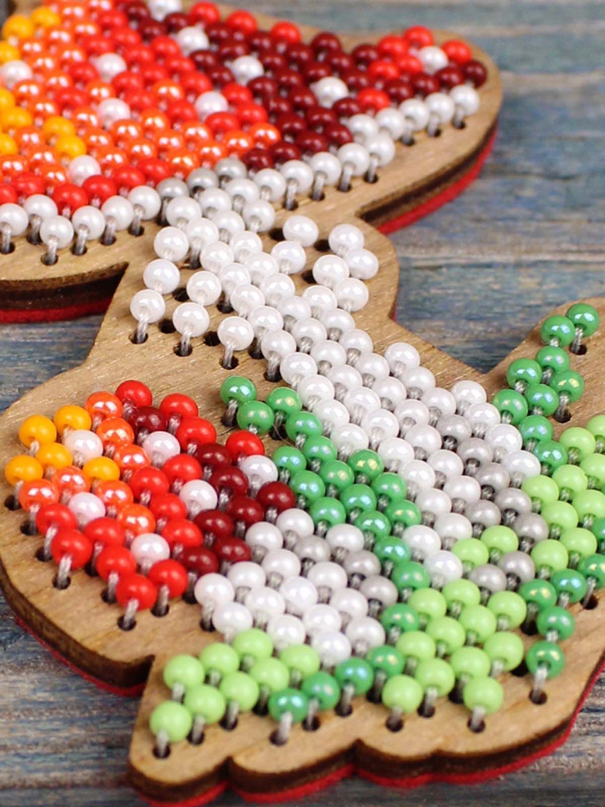 Beaded Embroidery Kit on Wood "Little Fly Agaric" MP Studia SO-147 – Christmas Decoration 7×5 cm