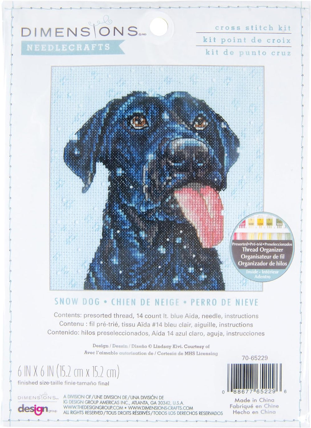 Kit de point de croix « Chien dans la neige » 70-65229 par Dimensions