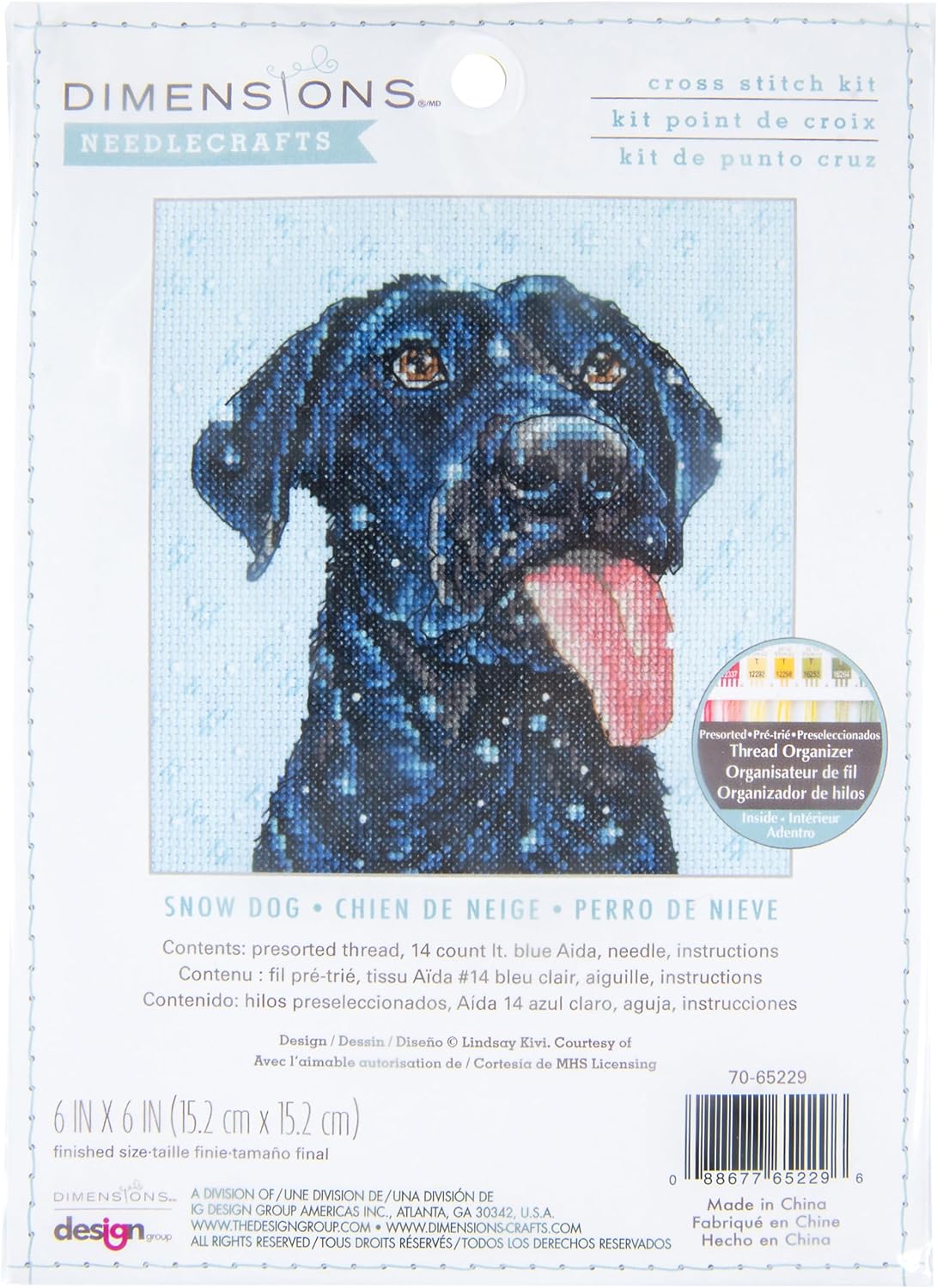 Kit de point de croix « Chien dans la neige » 70-65229 par Dimensions