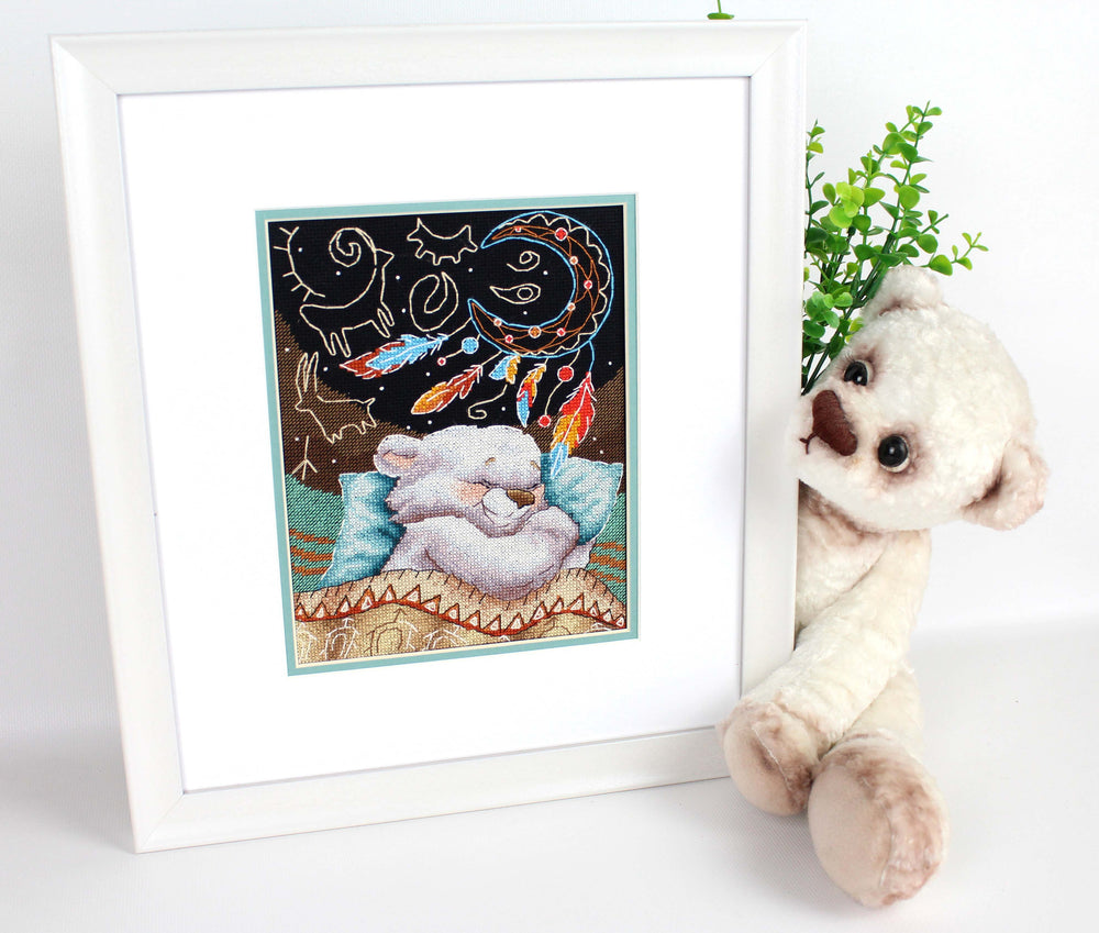 Kit de point de croix « Sweet Dreams » MP Studia SNV-893 – Ours endormi