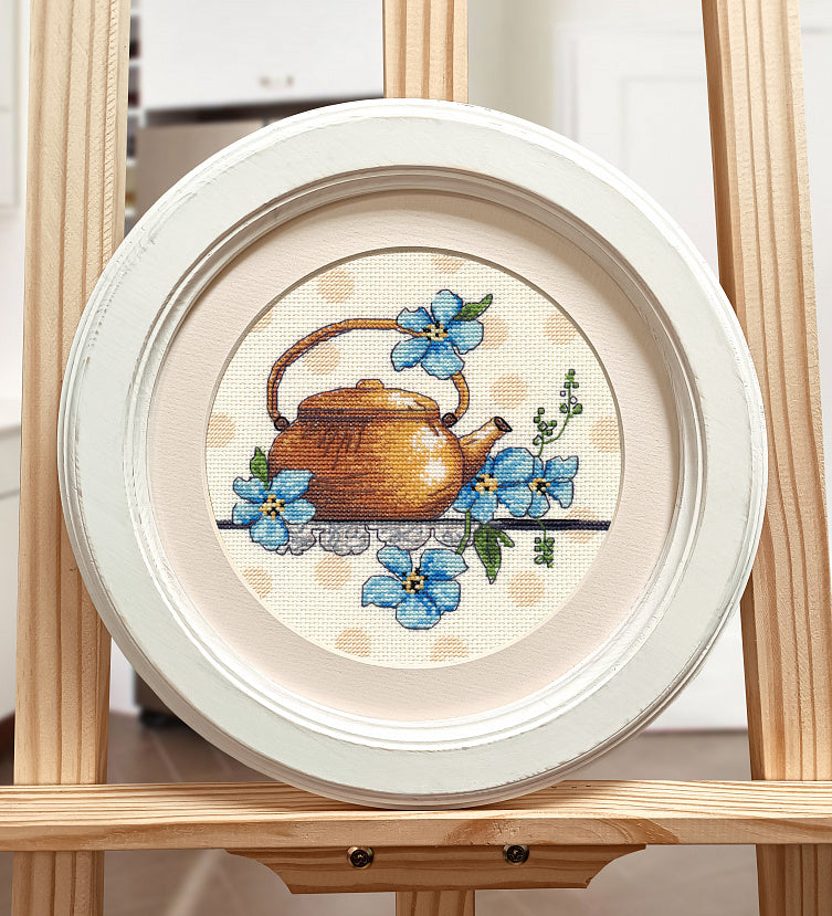 Kit de Punto de Cruz "Miniatura de Té con Flores" S1587 de Oven