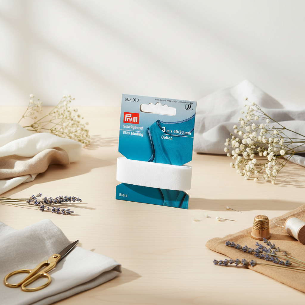 Cinta al Bies Algodón 40/20 mm Blanco 3 m - Prym 903010