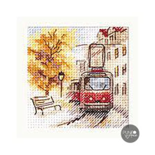 L'automne en ville. Tram - S0-217 Alisa - Kit de point de croix