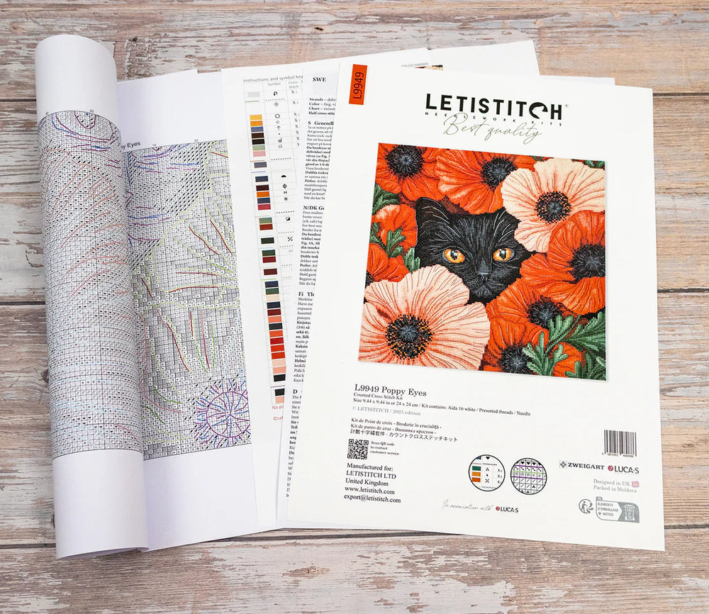 Kit de Punto de Cruz LetiStitch – L9949 Poppy Eyes
