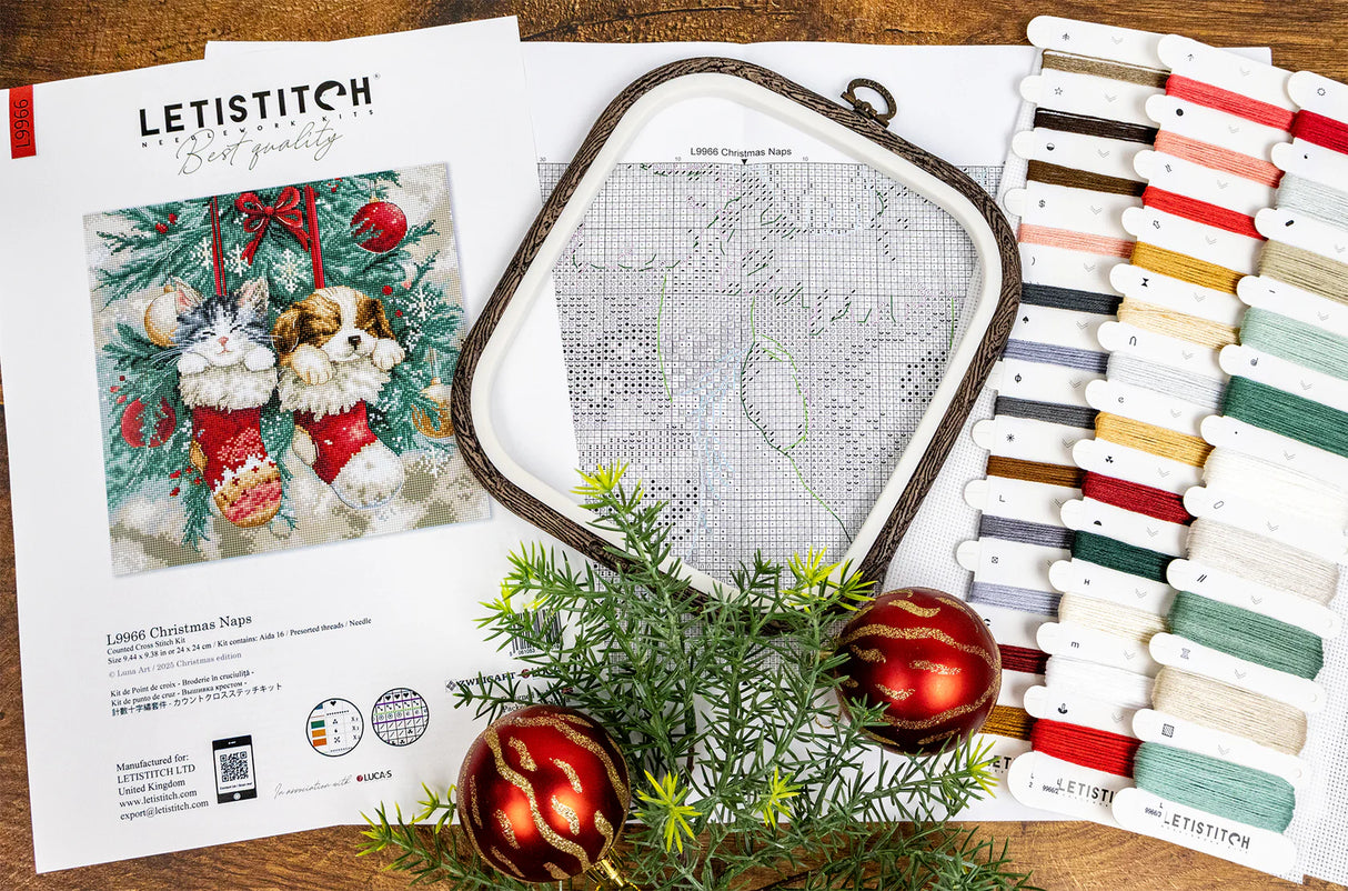 Kit de Punto de Cruz LetiStitch L9966 – Christmas Naps (Siestas de Navidad)