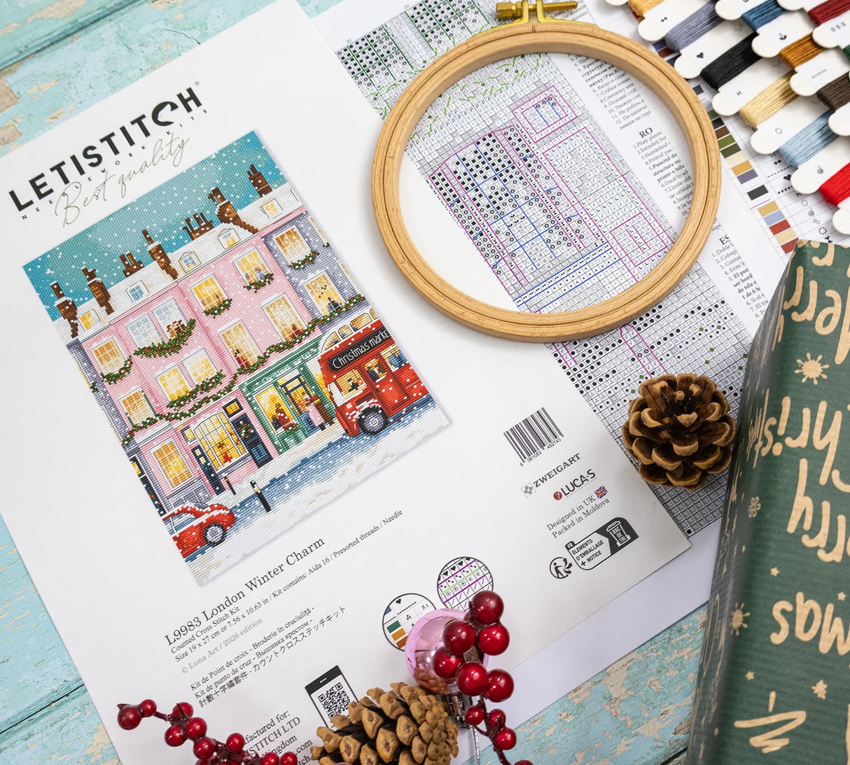 LettiStitch L9983 London Winter Charm Cross Stitch Kit – London Christmas Scene