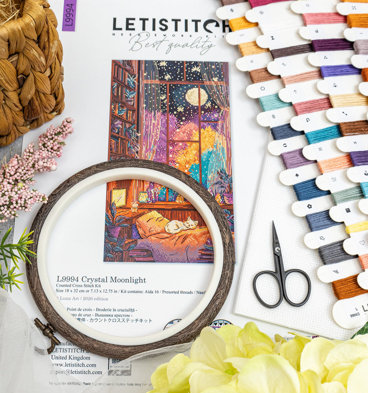Presentación del kit de punto de cruz Letistitch L9994 Crystal Moonlight