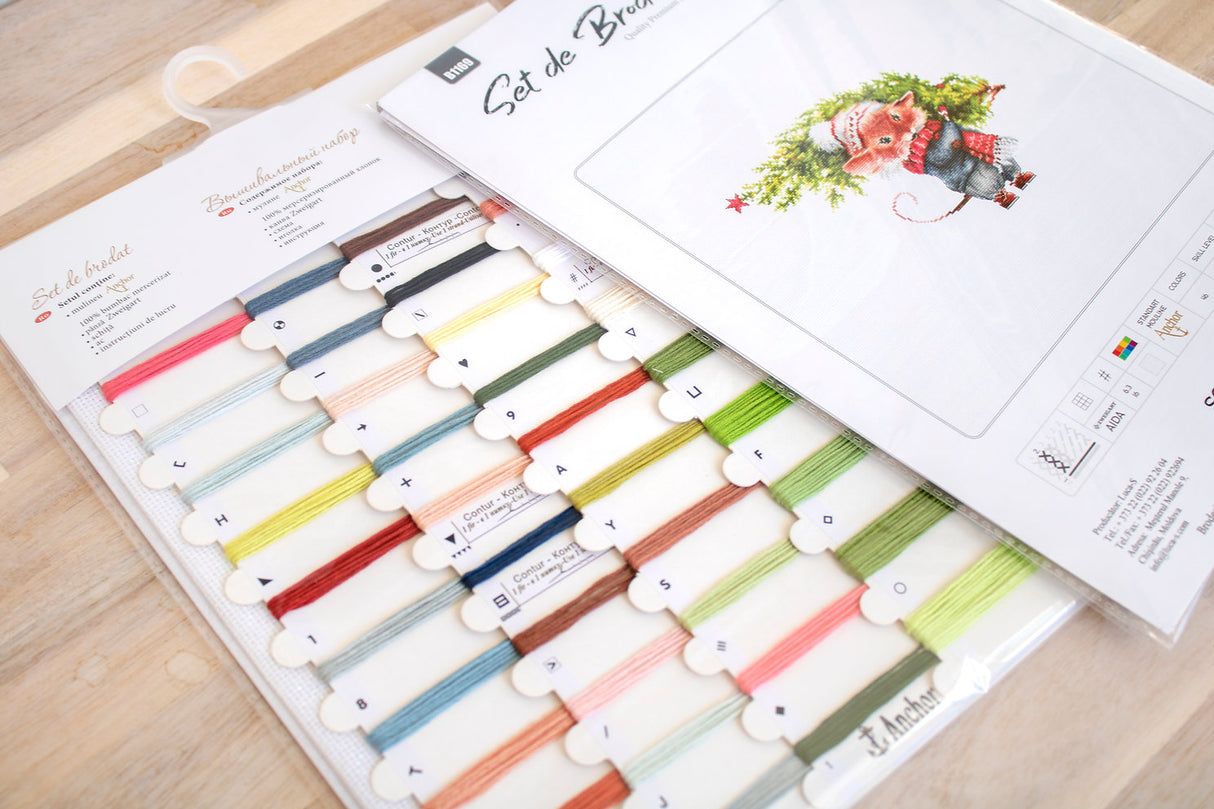 B1169 Raton con abeto - Luca-S - Kit de Punto de Cruz