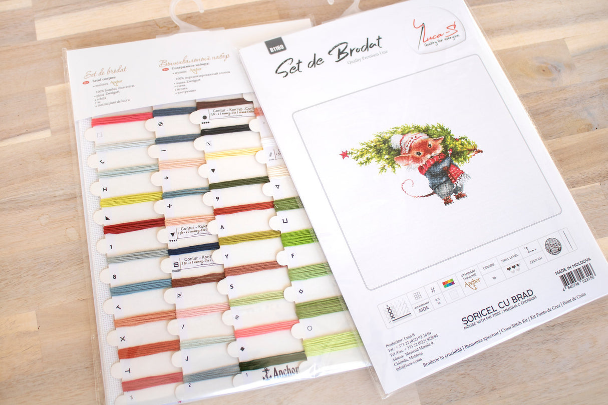 B1169 Raton con abeto - Luca-S - Kit de Punto de Cruz