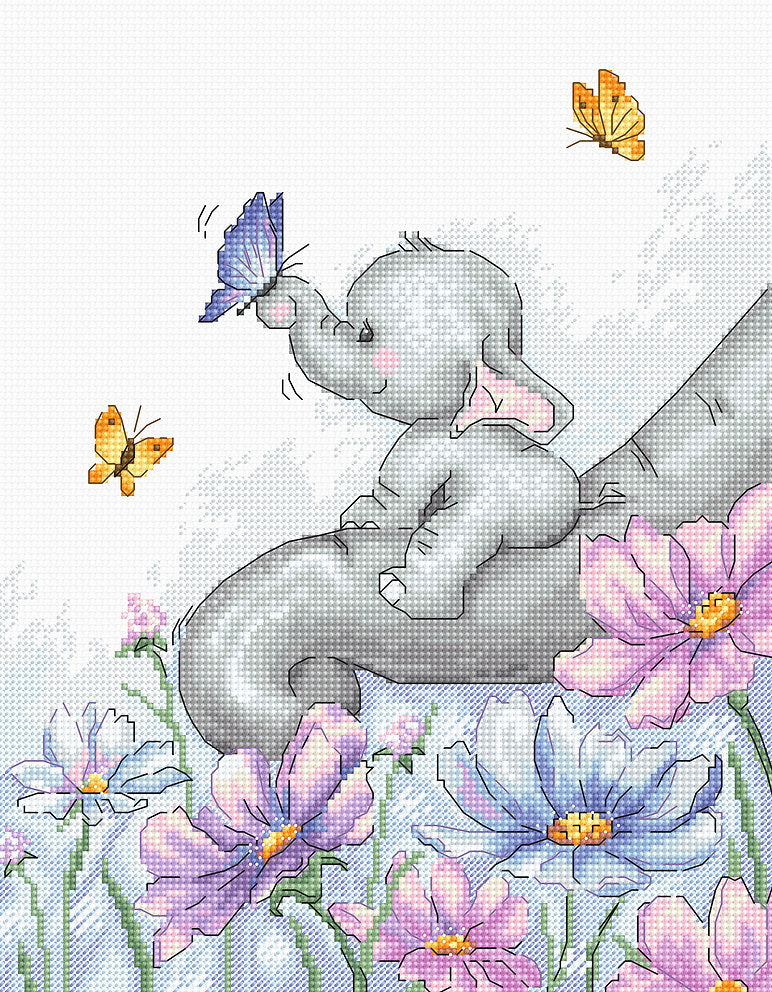 Elephant with Butterfly - B1183 Luca-S - Cross Stitch Kit