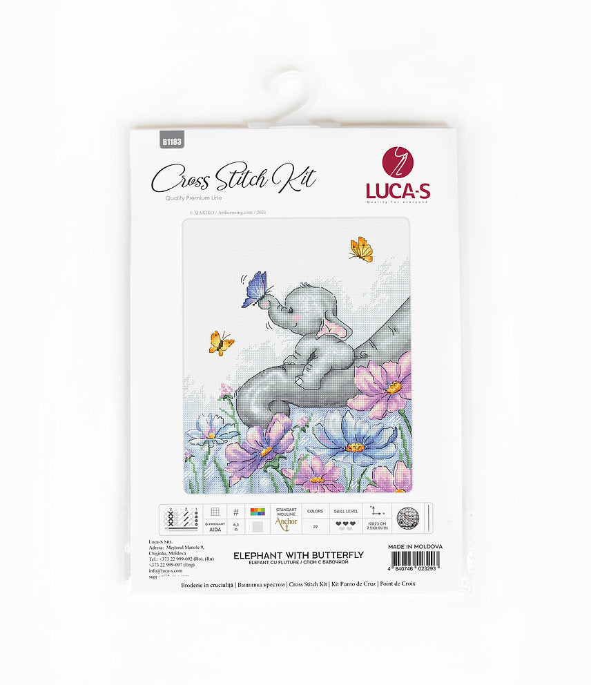 Elephant with Butterfly - B1183 Luca-S - Cross Stitch Kit