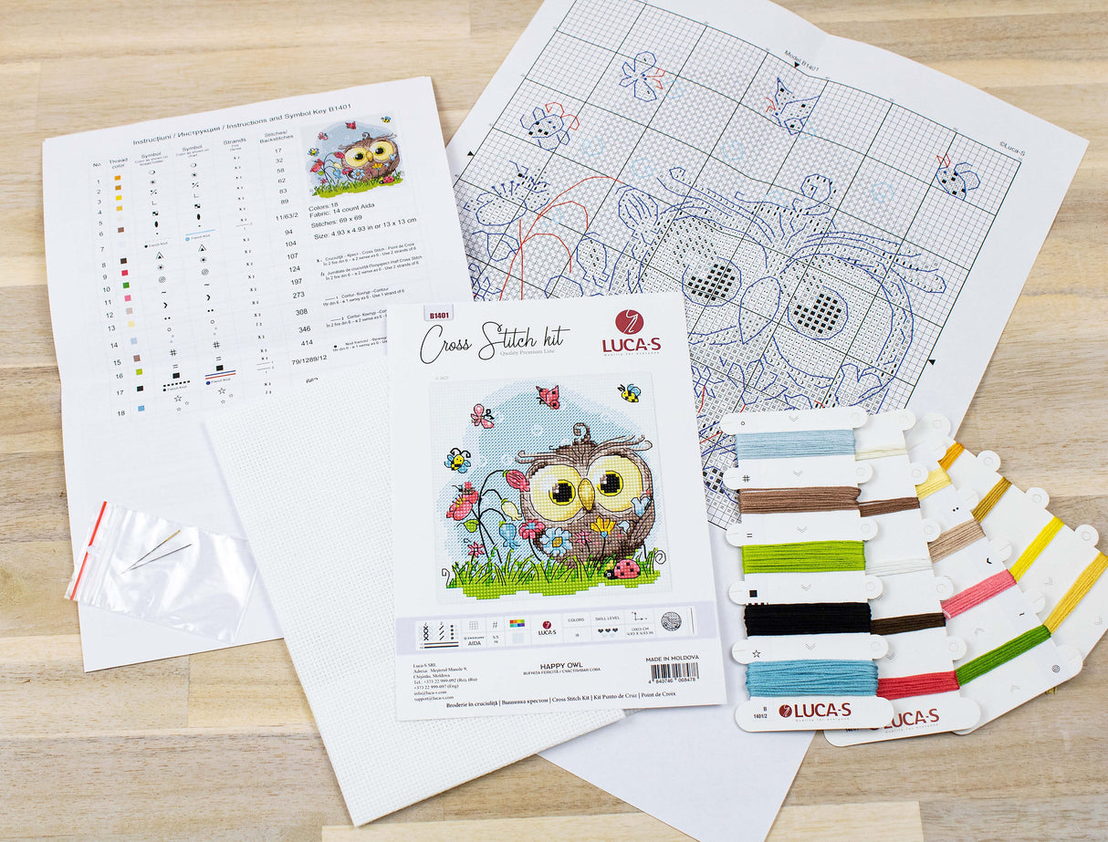B1401 Búho feliz - Luca-S - Kit de Punto de Cruz
