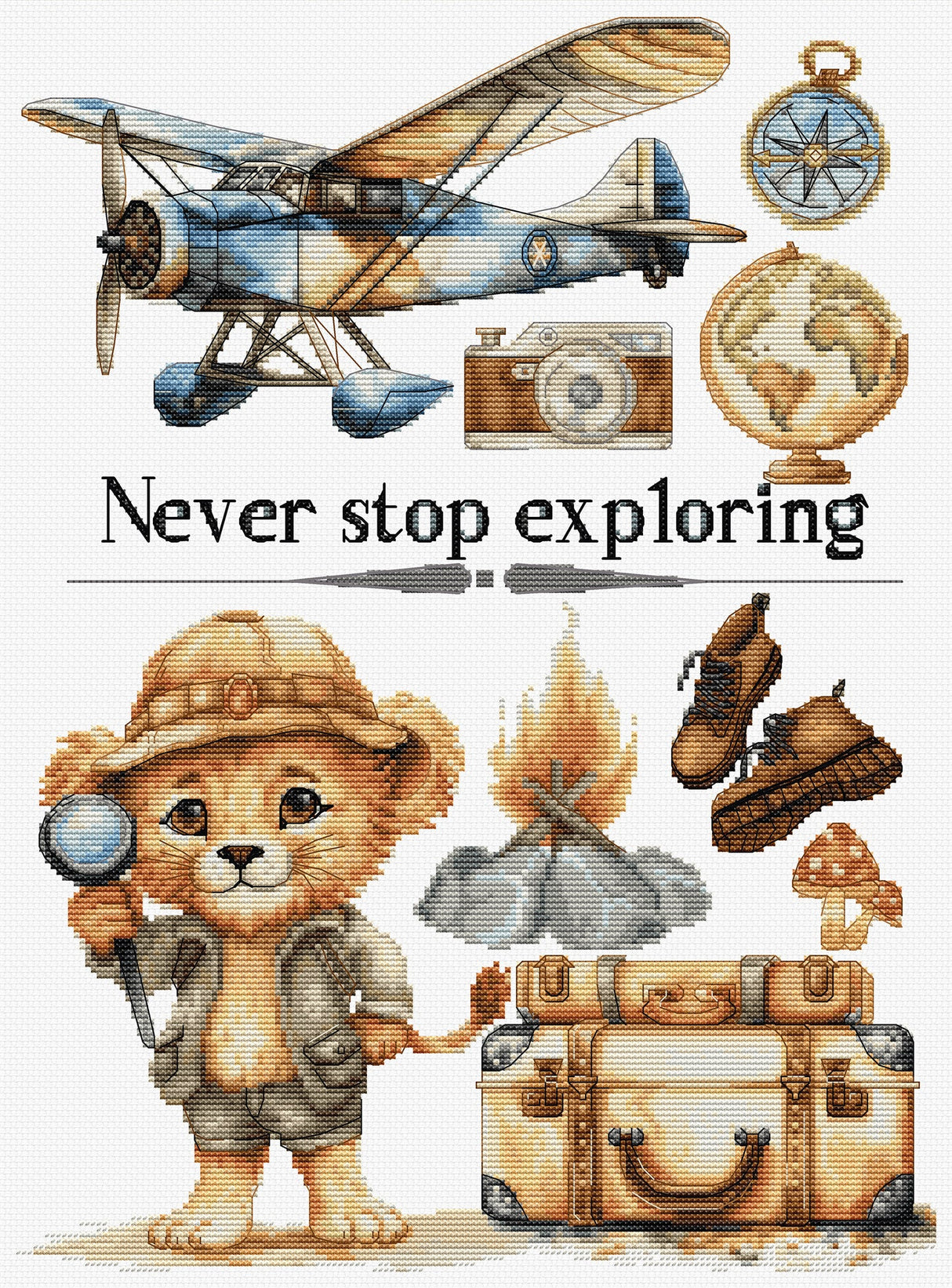 Kit de point de croix « Ne jamais arrêter d’explorer » par Luca-S B1408