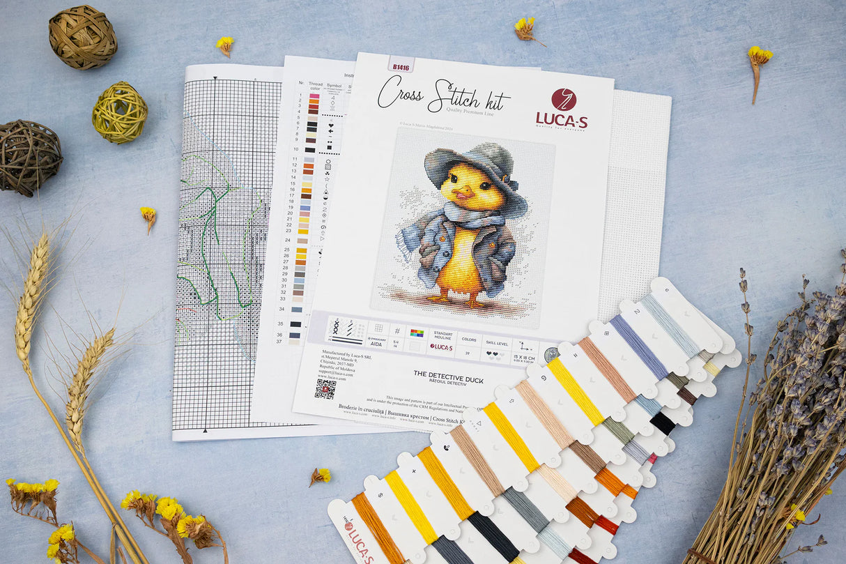 Luca-S Cross Stitch Kit - The Detective Duck, B1416