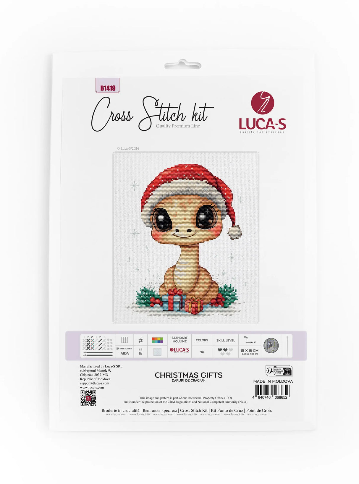 Kit de point de croix Luca-S - « Cadeaux de Noël » (B1419)