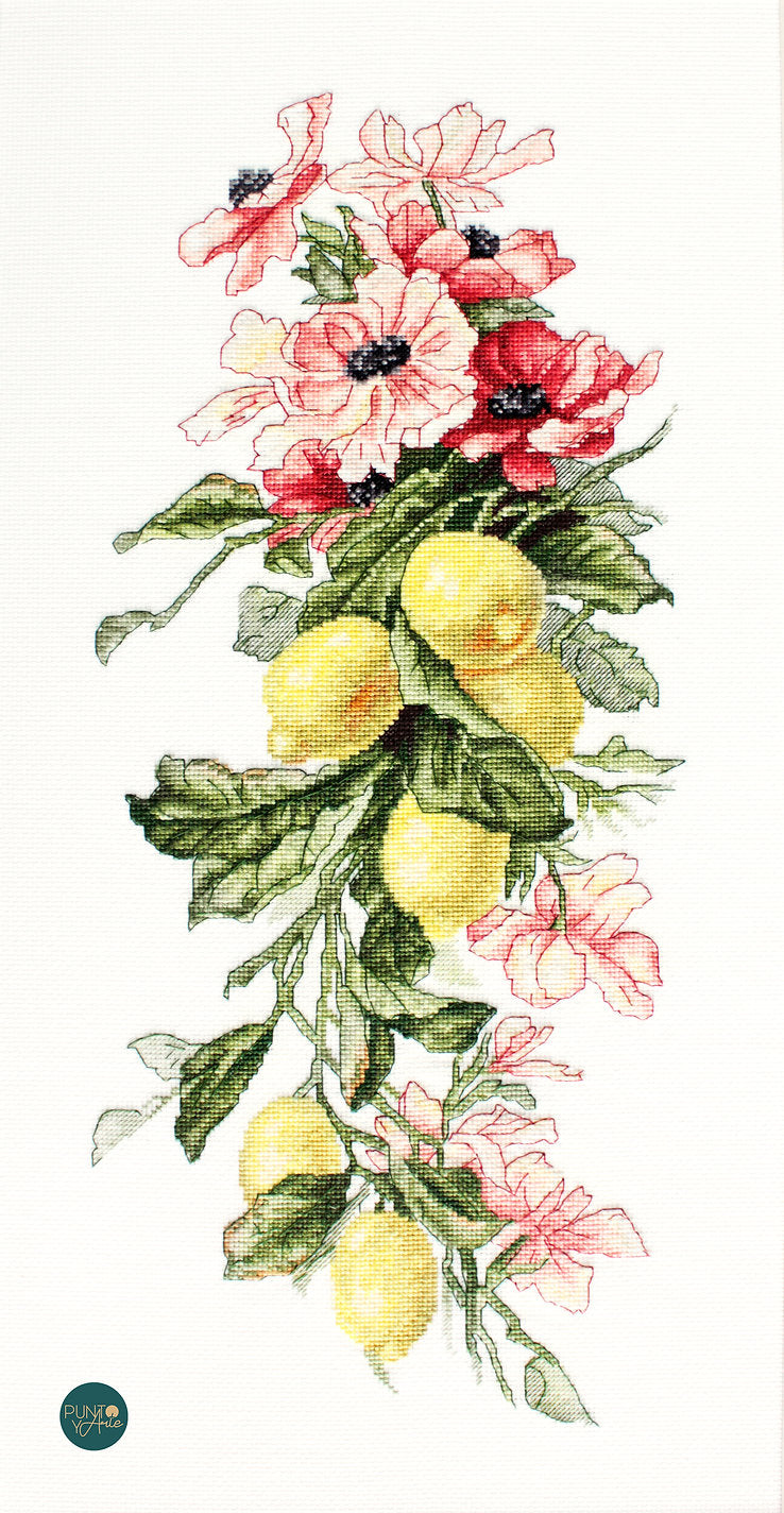 B210 Fleurs et citrons - Luca-S - Kit de point de croix
