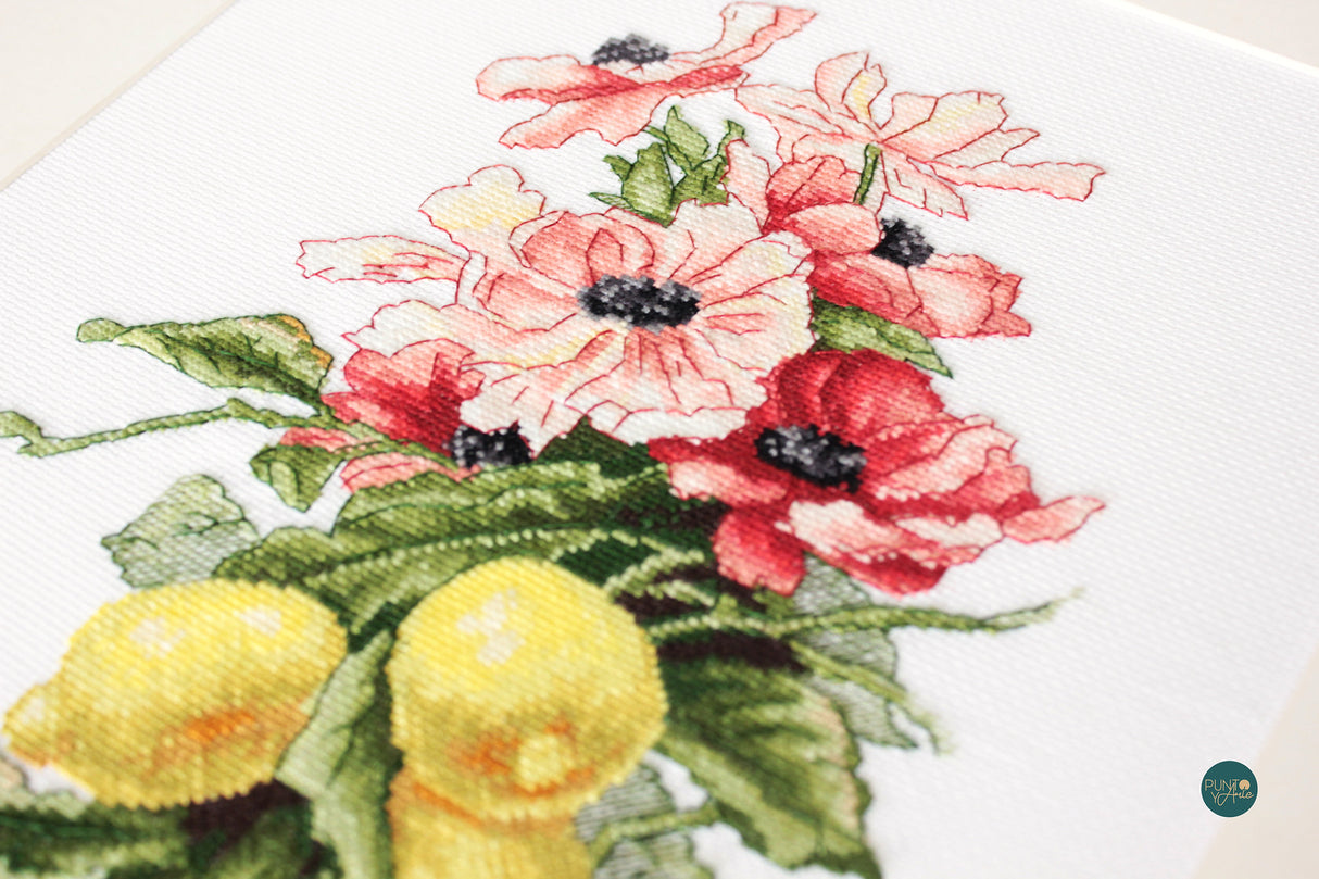 B210 Fleurs et citrons - Luca-S - Kit de point de croix