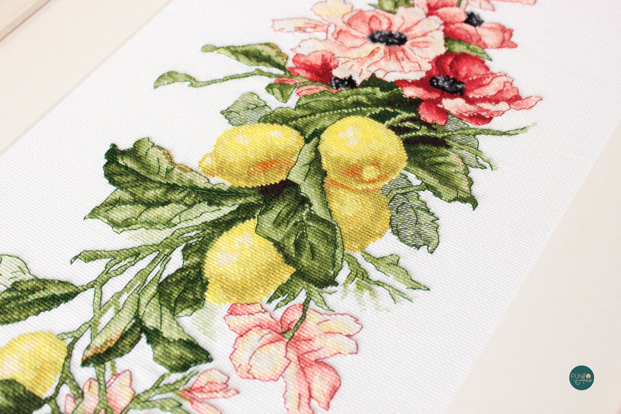 B210 Fleurs et citrons - Luca-S - Kit de point de croix