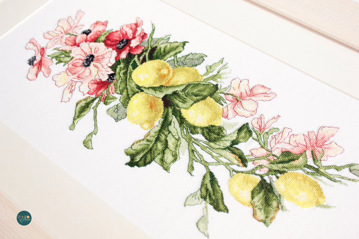 B210 Fleurs et citrons - Luca-S - Kit de point de croix