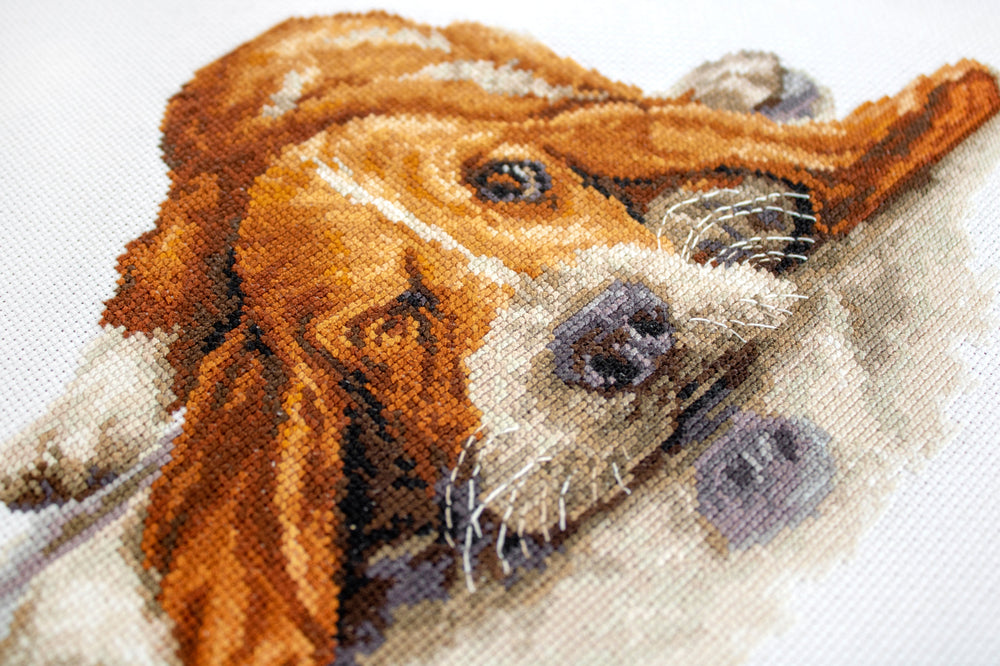 Kit point de croix Basset par Luca-S B2341
