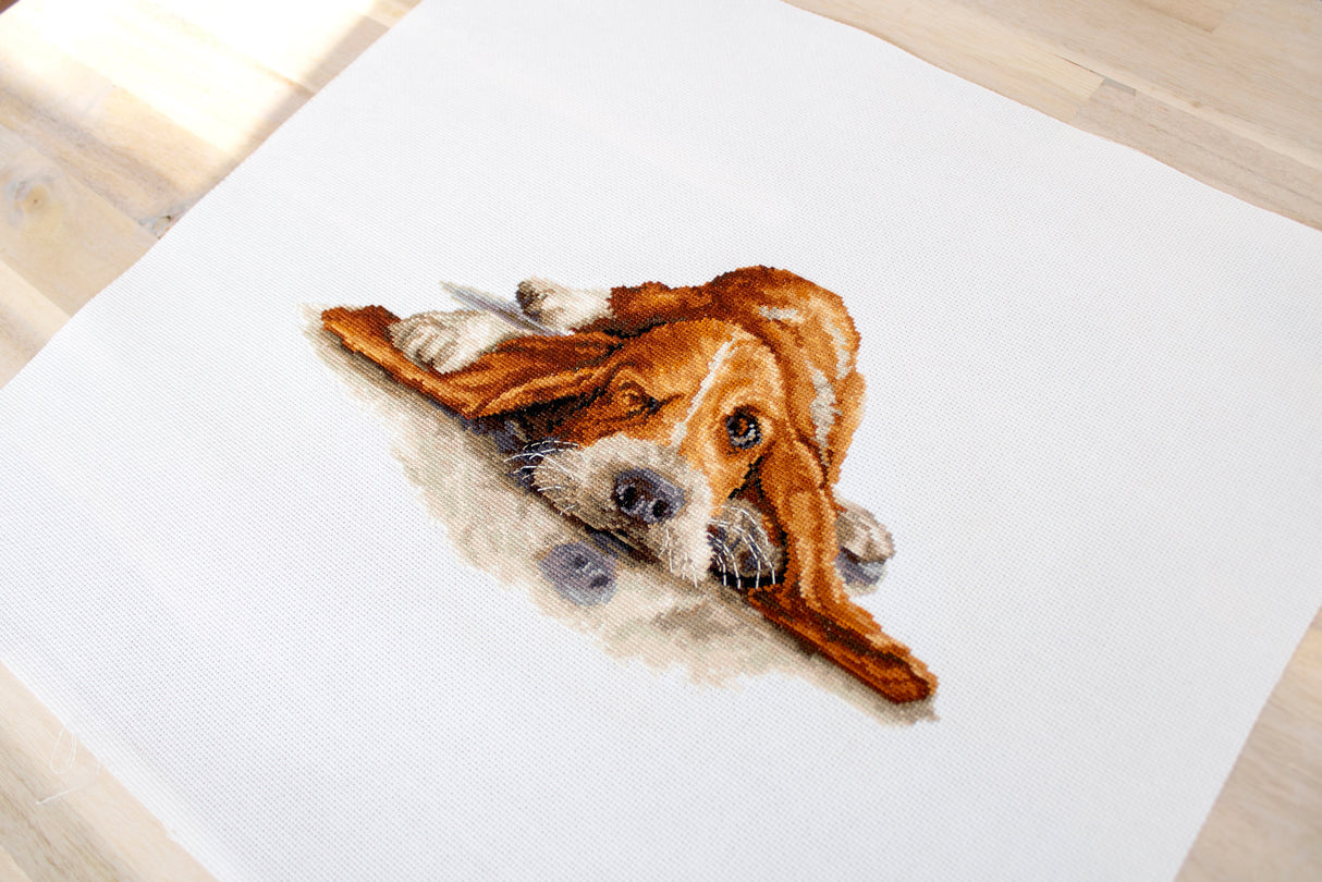 Kit point de croix Basset par Luca-S B2341