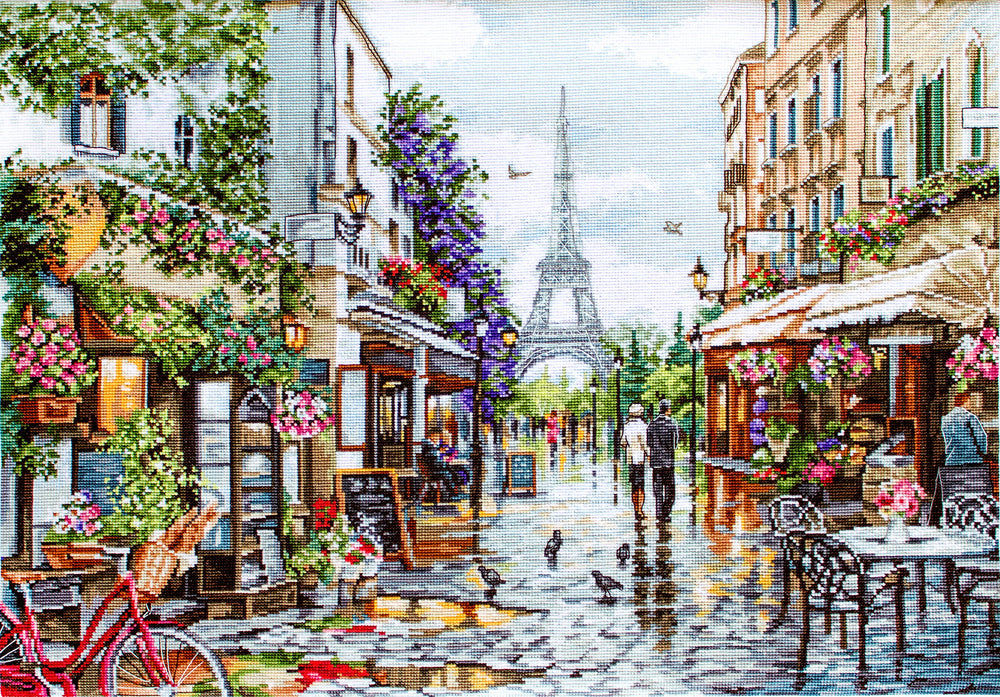 Kit de Punto de Cruz "Paris en Flores" con la Torre Eiffel - Luca-S B2365