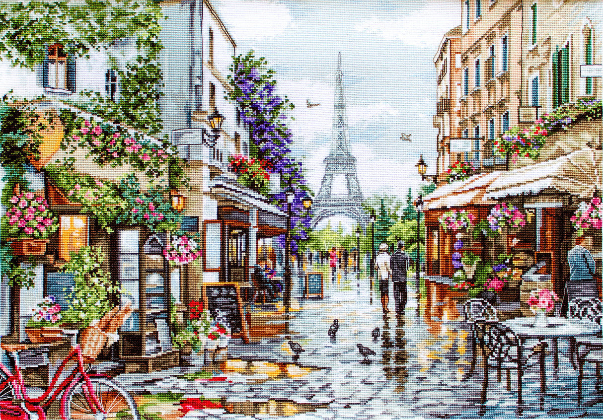 Kit de Punto de Cruz "Paris en Flores" con la Torre Eiffel - Luca-S B2365