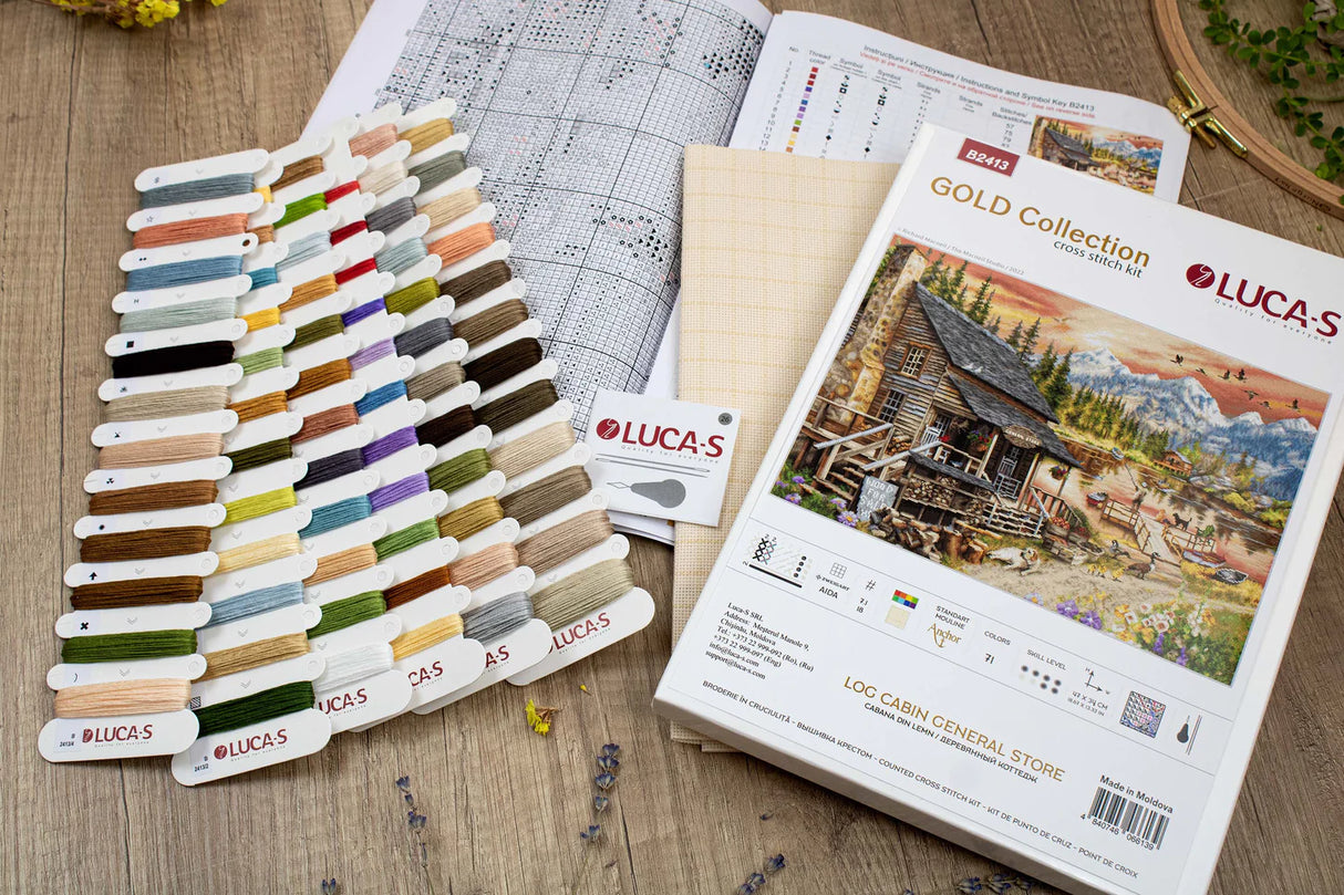 Luca-S Gold Cross Stitch Kit - Log Cabin General Store B2413