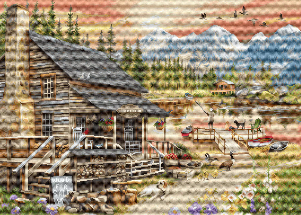 Luca-S Gold Cross Stitch Kit - Log Cabin General Store B2413
