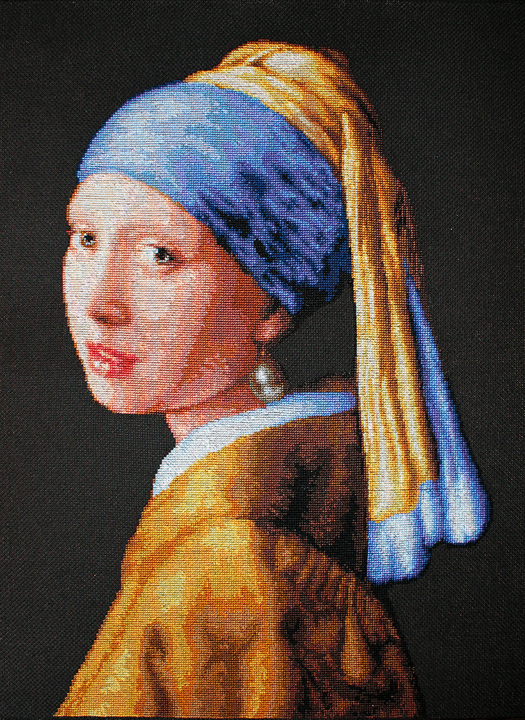 Fille avec une boucle d'oreille perle - Kit de point de croix Luca-S B467