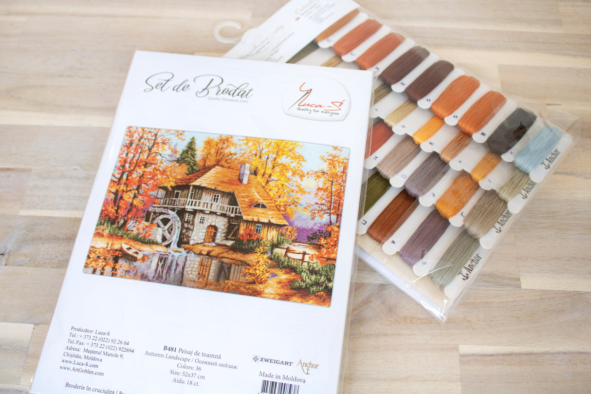 Molino en el Bosque Otoño - B481 Luca-S - Kit de Punto de Cruz