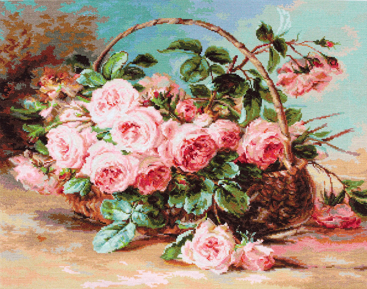 B547 Basket of pink roses - Luca-S Cross Stitch Kit
