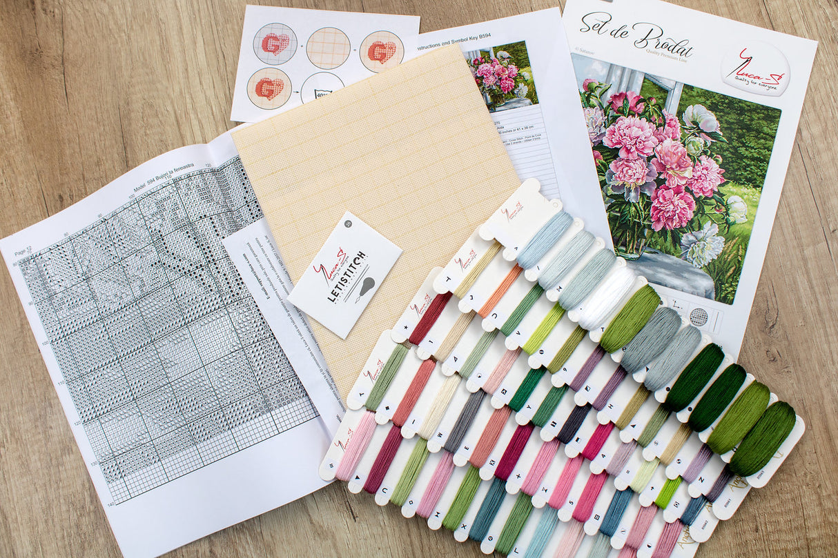 Peonies by the Window - B594 Luca-S - Cross Stitch Kit