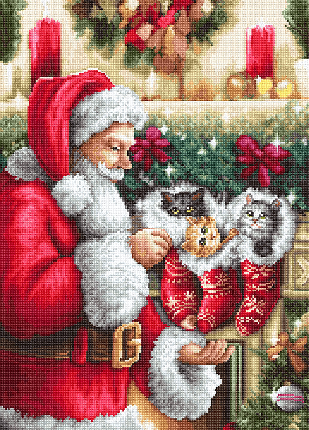 Cross Stitch Kit Santa Claus Giving Kittens - B602 Luca-S
