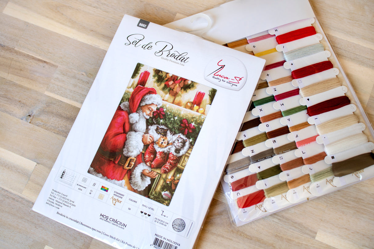 Cross Stitch Kit Santa Claus Giving Kittens - B602 Luca-S